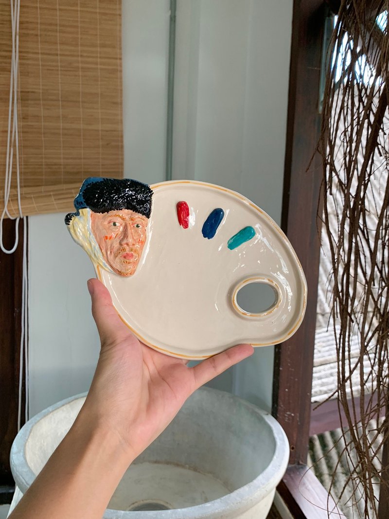 梵谷陶瓷调色板 - 浅碟/小碟子 - 陶 黄色