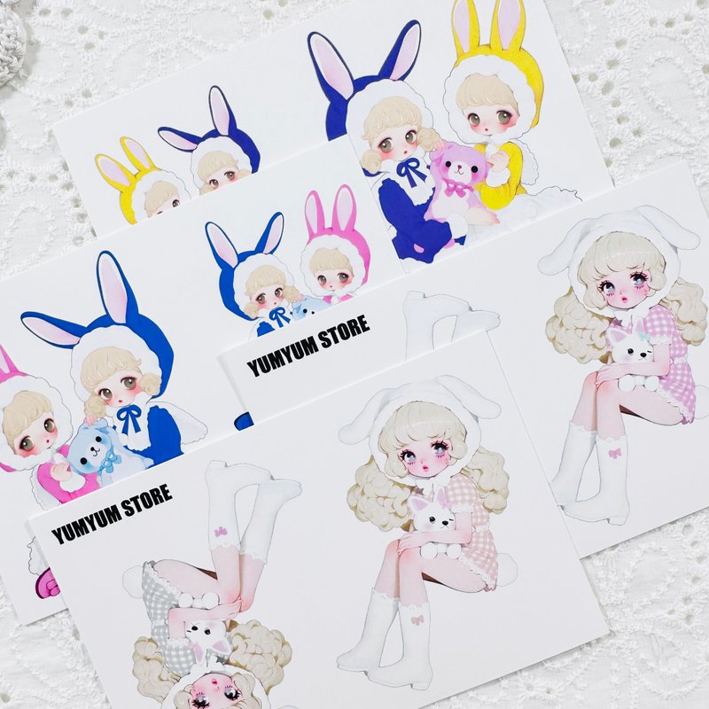 复古女孩可爱纸张 A Set - 贴纸 - 其他材质 