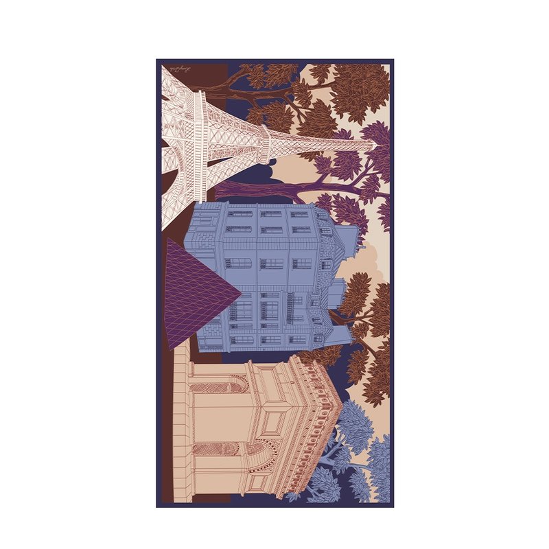 ::真丝棉轻薄大围巾::披肩/裹裙/沙滩巾::多功能百搭::巴黎建筑 - 丝巾 - 丝．绢 多色