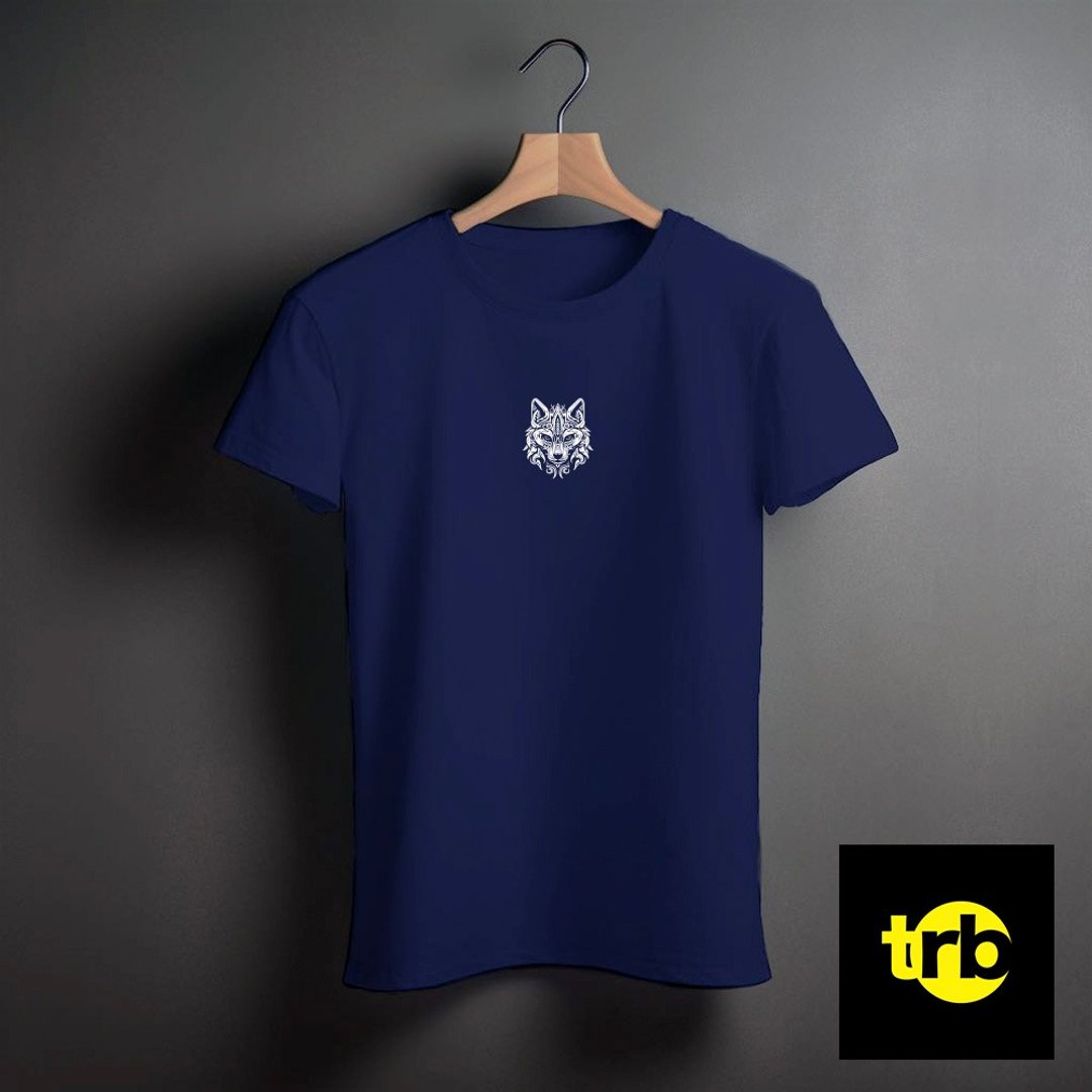 低调款 野魂图腾 T-Shirt 白狼 此页有两色可选 - 男装上衣/T 恤 - 棉．麻 蓝色