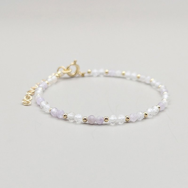 天然水晶 白水晶+紫水晶 镀14K金 轻珠宝手环 手链 - 手链/手环 - 水晶 