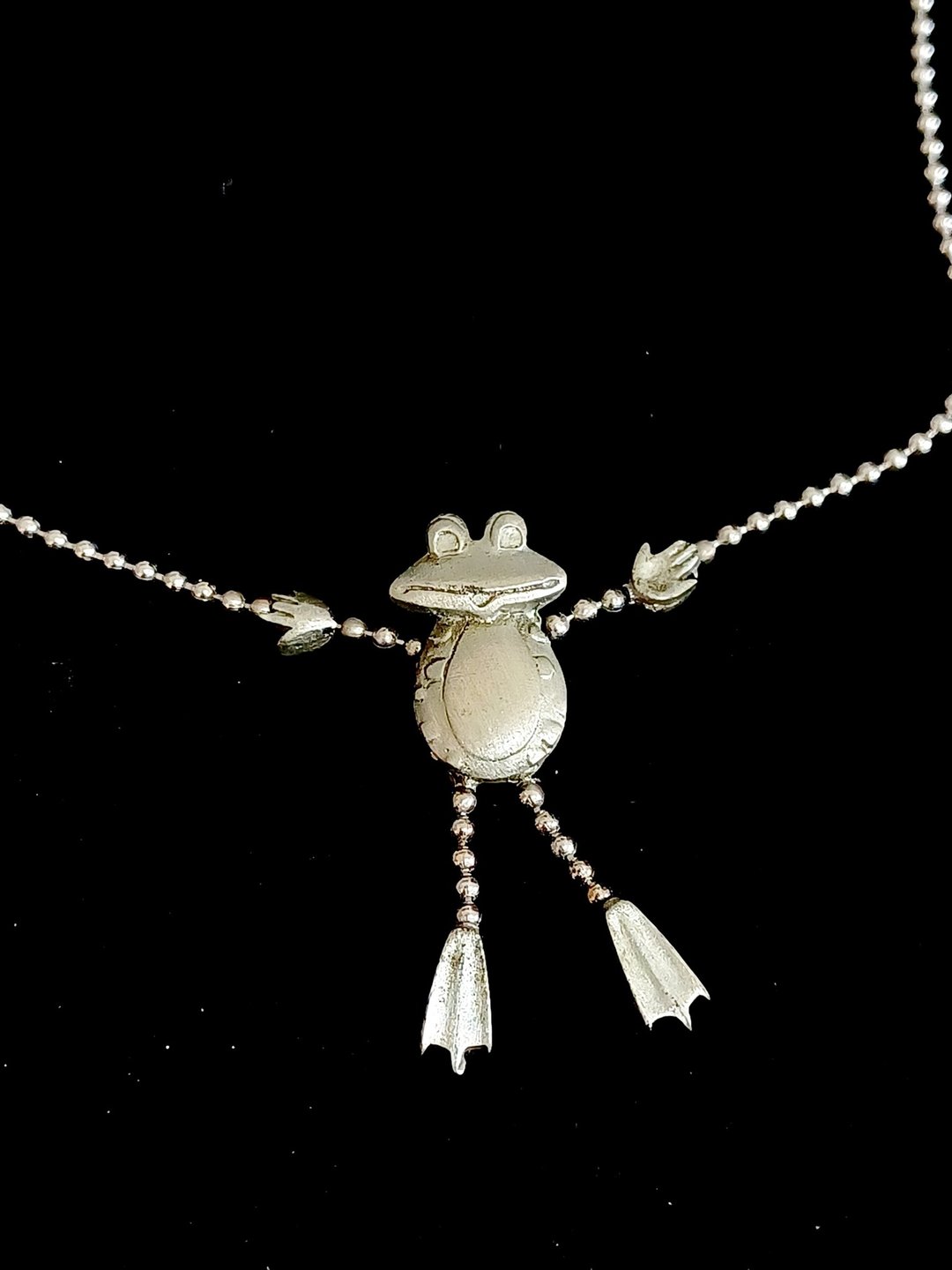 vintage jewelry JJ 古董奇趣青蛙先生 项链 - 项链 - 其他金属 