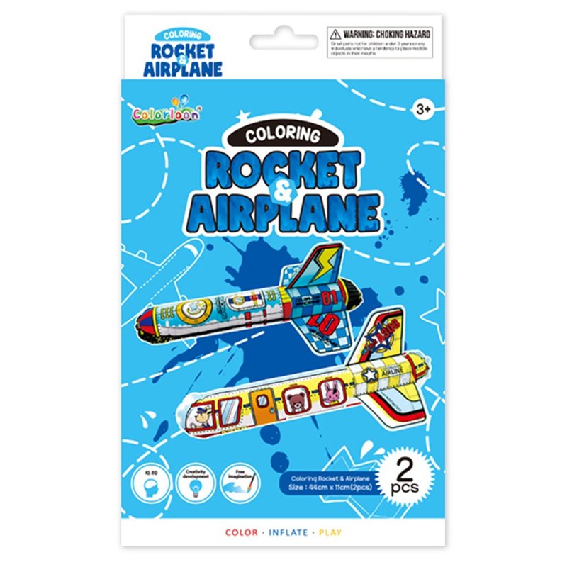 韩国 Colorloon 3D造型手绘纸气球-火箭飞机系列 - 玩具/玩偶 - 纸 多色