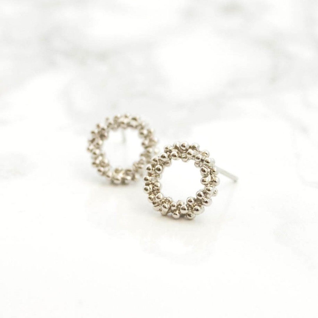 Earrings / Bubble circle Pierce / Earrings Foam Simple Ornament Silver - 耳环/耳夹 - 其他金属 银色