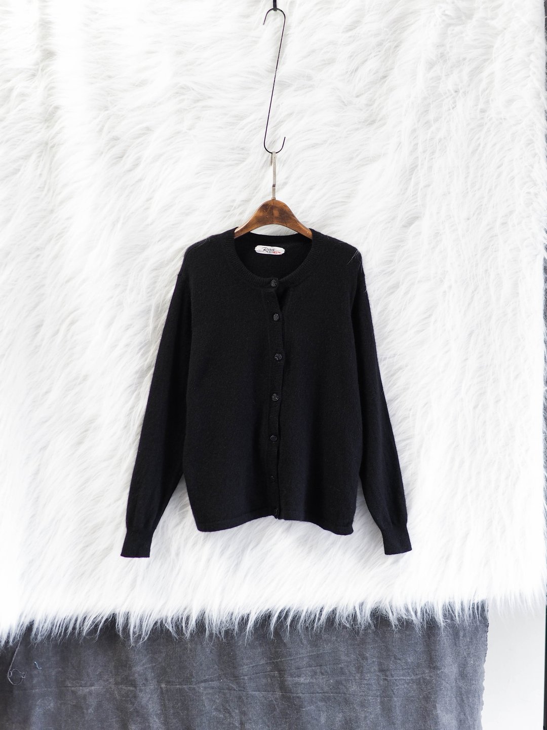 墨黑青涩冬季日志时光开襟 古董喀什米尔羊绒毛衣外套 cashmere - 女装休闲/机能外套 - 羊毛 黑色