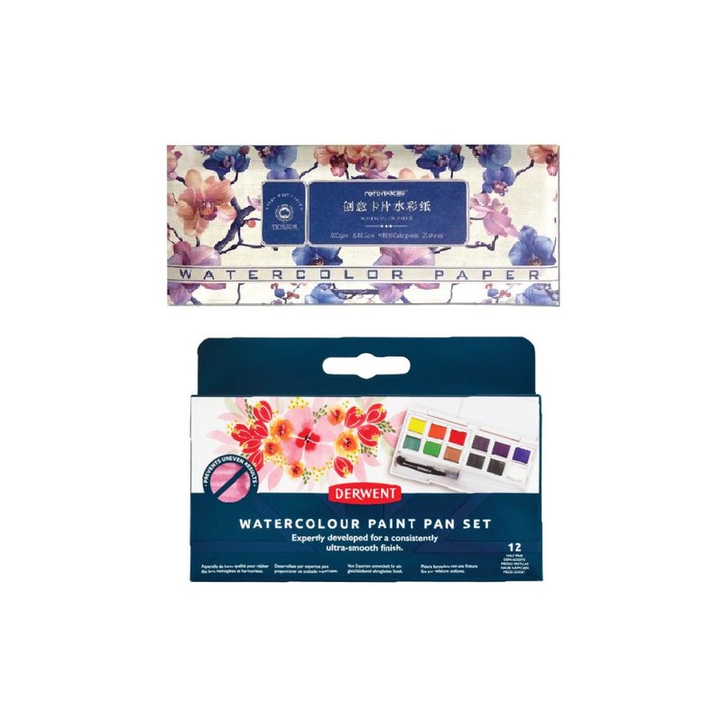 口袋里的秘密花园 英国德尔文水彩套组+遵爵票卡水彩纸 水彩初学 - 卡片/明信片 - 其他材质 多色