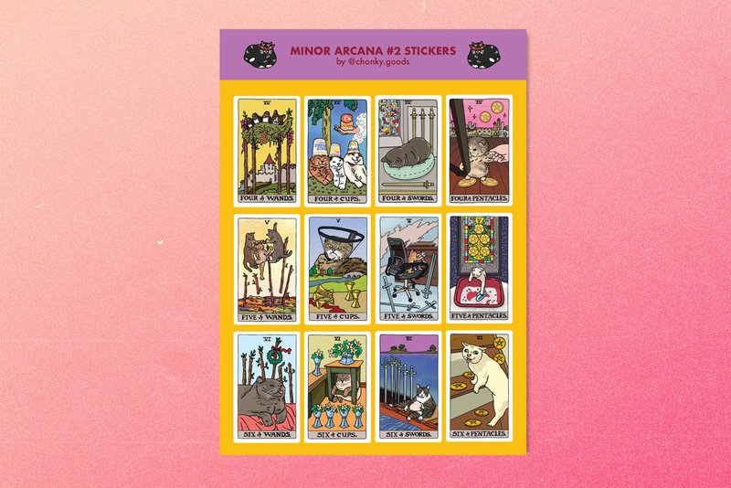 贴纸小阿卡那塔罗牌表情包 #2 - 塔罗牌猫表情包贴纸 - 贴纸 - 塑料 