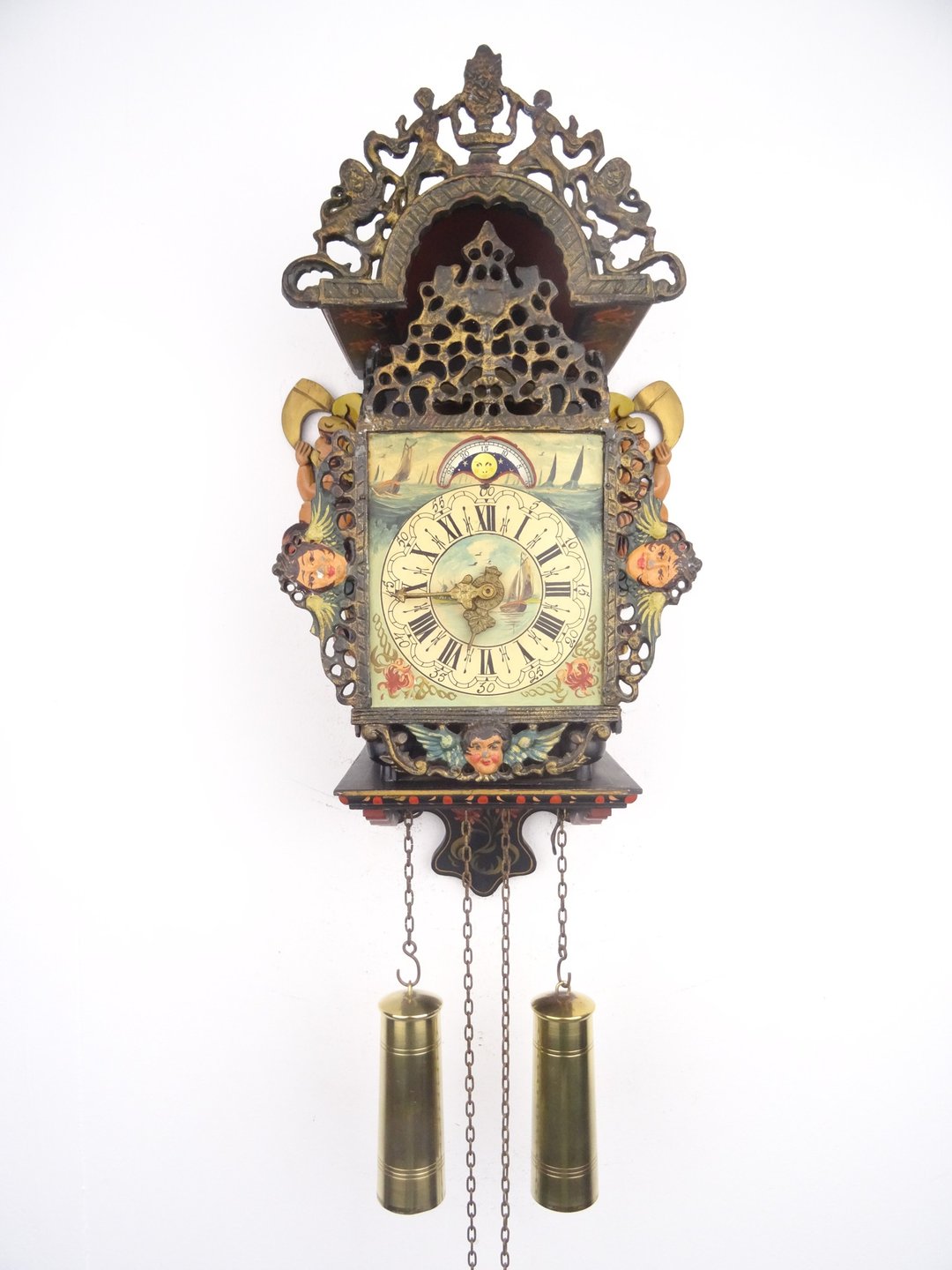 FRIESIAN MERMAID NAUTICAL DUTCH VINTAGE ANTIQUE WARMINK WUBA WALL CLOCK - 时钟/闹钟 - 木头 绿色