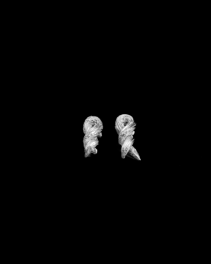 耳环，99.9%银，奶油奶酥 1 - 耳环/耳夹 - 银 银色