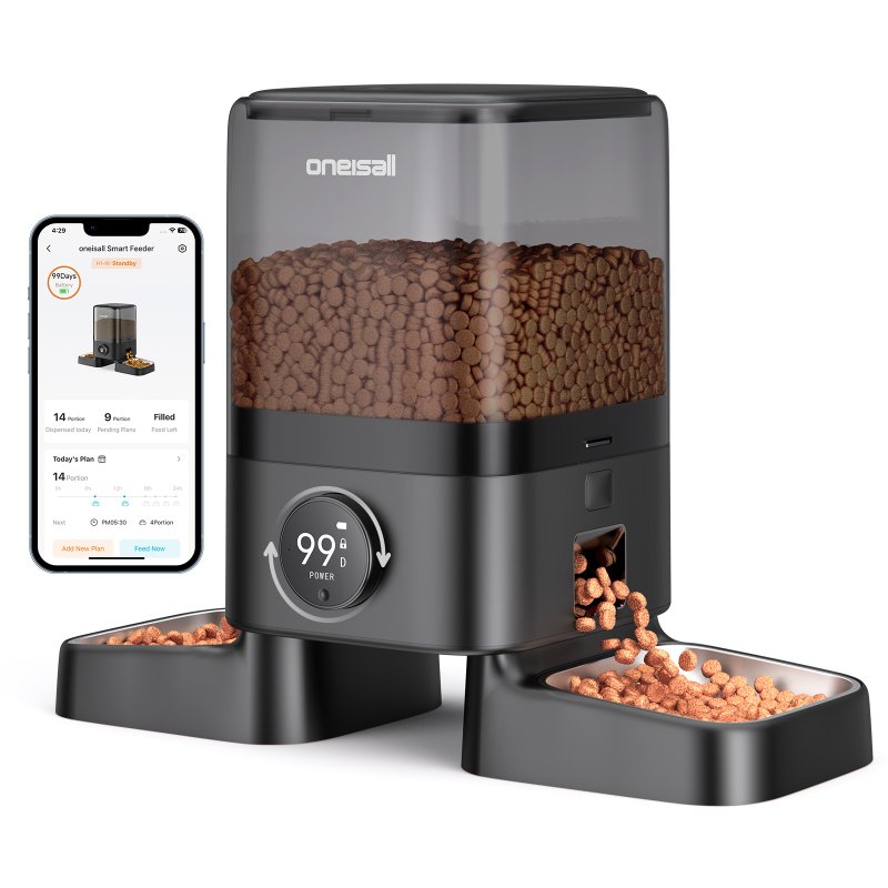 5L双碗无线WiFi喂食器 │Oneisall PF10│狗粮机│猫粮机 - 碗/碗架 - 其他材质 
