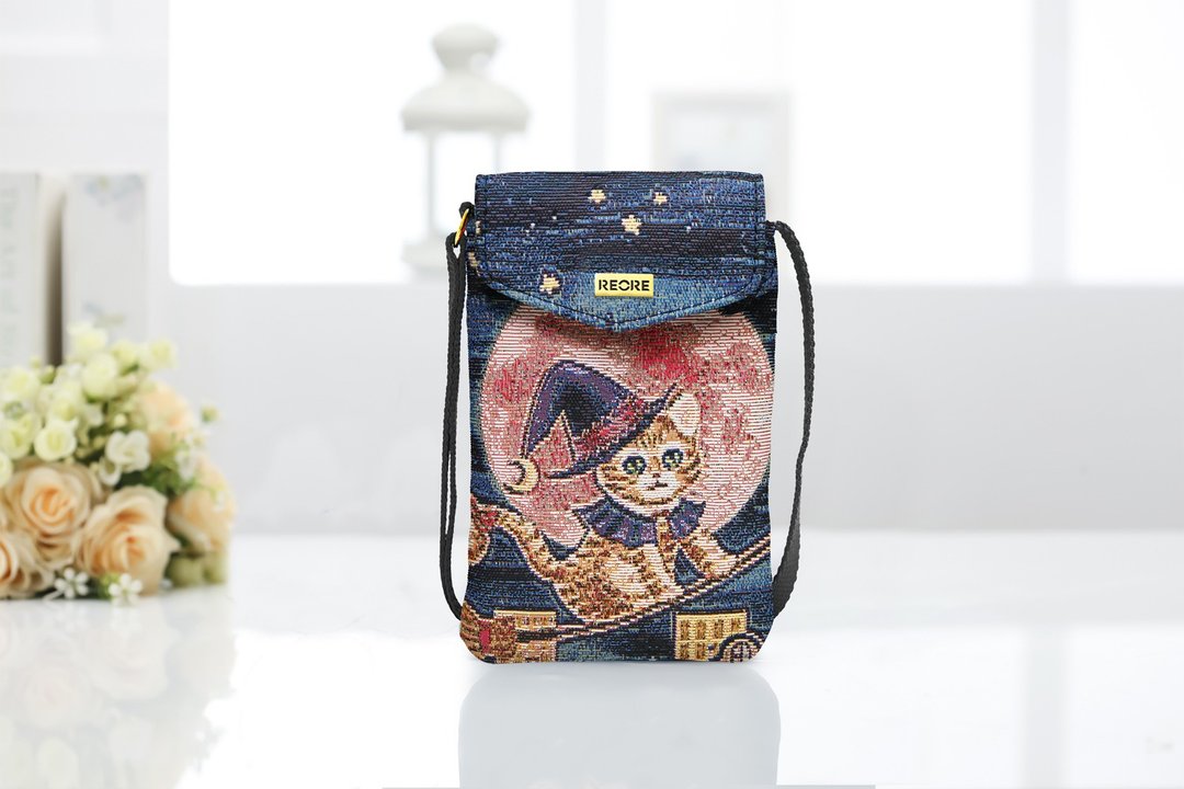 手机袋S  防泼水 平织缇花 魔女小星猫 iphone12  斜背 - 侧背包/斜挎包 - 防水材质 多色