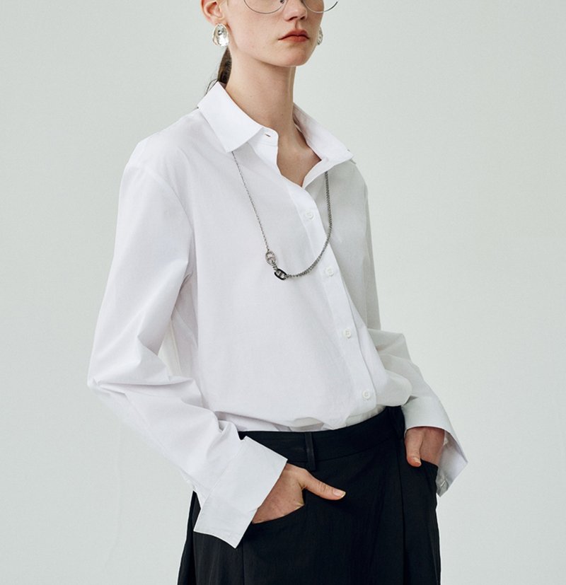 【100%纯棉】法式簡約/不易皱长袖衬衫 - 女装衬衫 - 棉．麻 多色