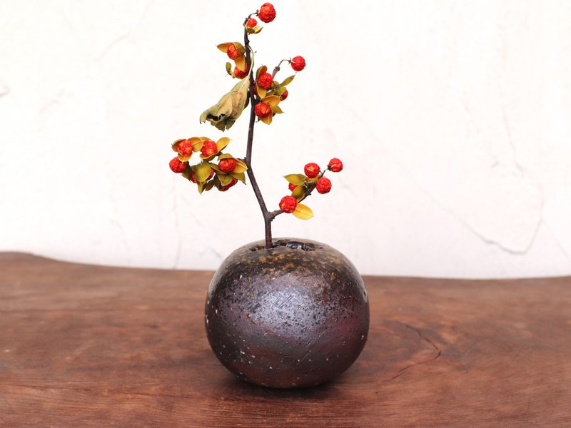 备前烧单花瓶（玉）h2-120 - 花瓶/陶器 - 陶 咖啡色