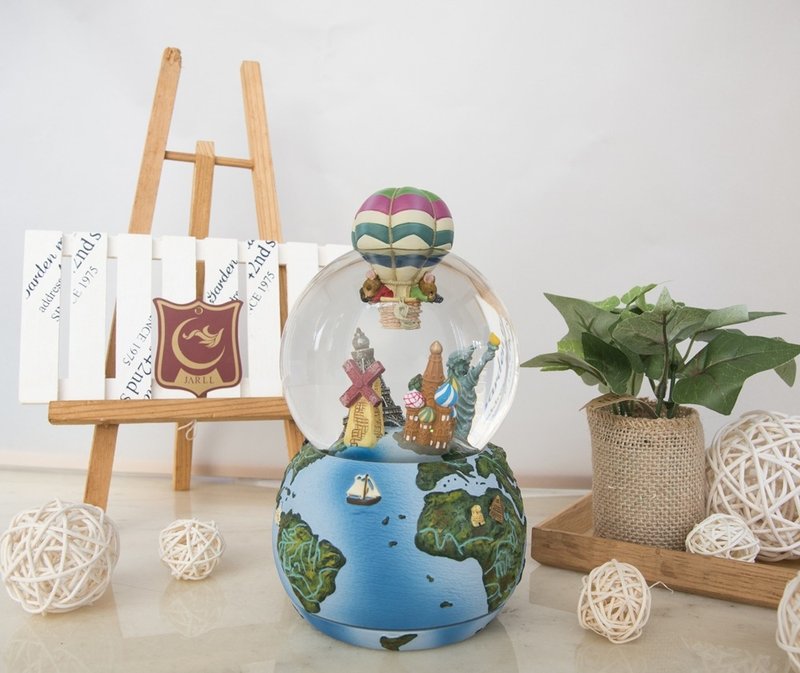 环游世界 热气球 水晶球音乐盒 生日情人节圣诞礼物 疗愈纾压 - 摆饰 - 玻璃 