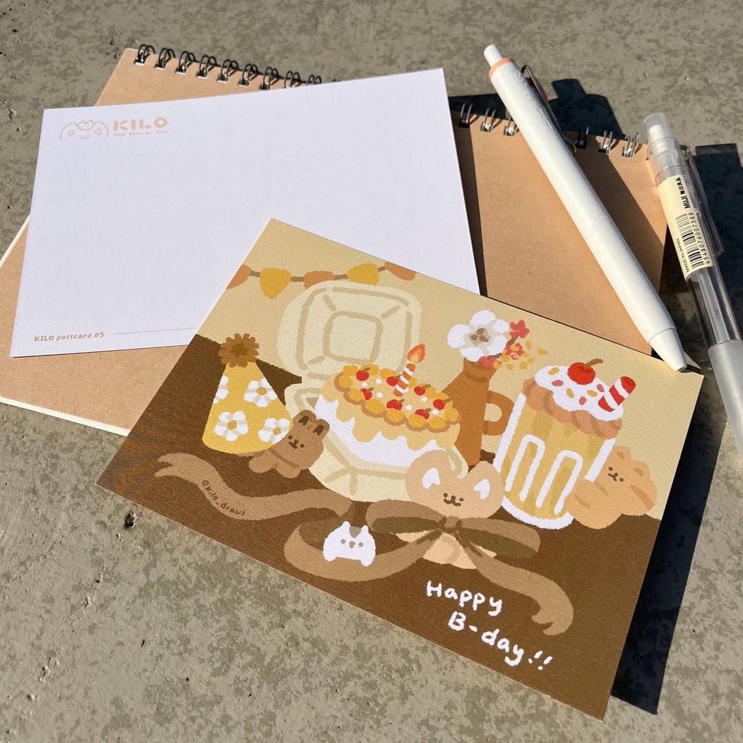 KILO插画明信片 | Happy Birthday! - 卡片/明信片 - 纸 咖啡色