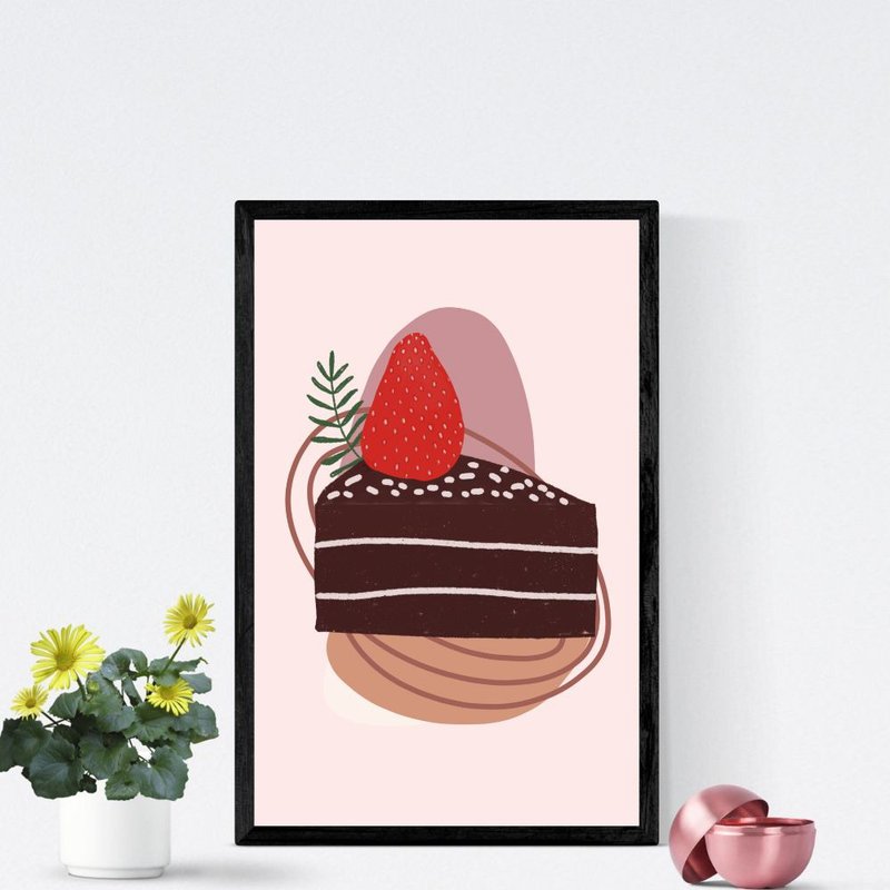 Lovely Piece of Chocolate Cake - Printable Wall Art - Instant Digital Download - 电子手绘真人画像/绘画/插画 - 其他材质 