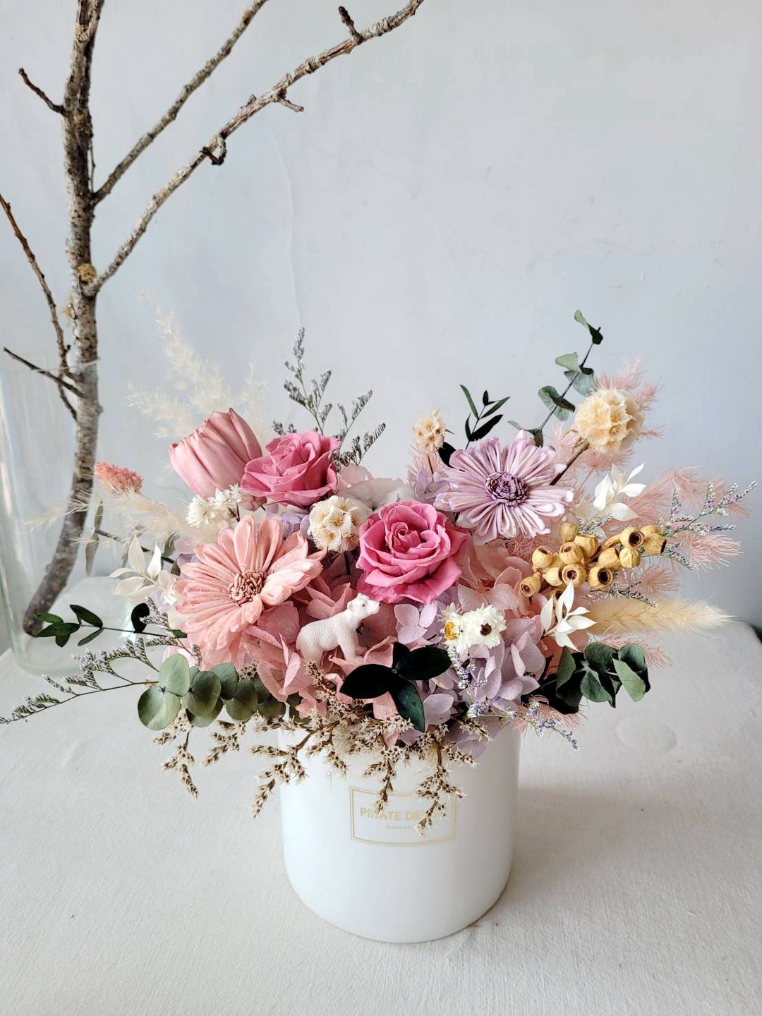 海藏设计│探索秘密花园。 缤纷粉紫永生盆花 开幕盆花 升迁花礼 - 干燥花/捧花 - 植物．花 粉红色