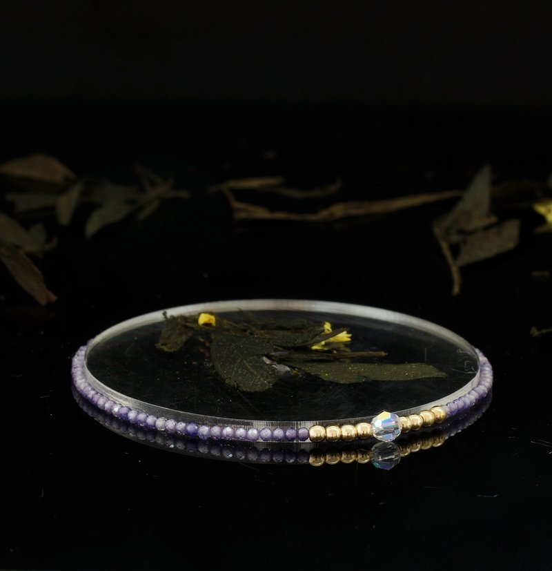 轻奢风 薰衣草锆石 14KGF Swarovski 水晶手链 - 手链/手环 - 宝石 