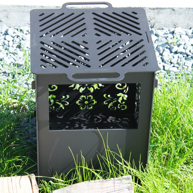 Premium Collapsible Square Fire Pit Bowl - 露营用品 - 其他金属 黑色