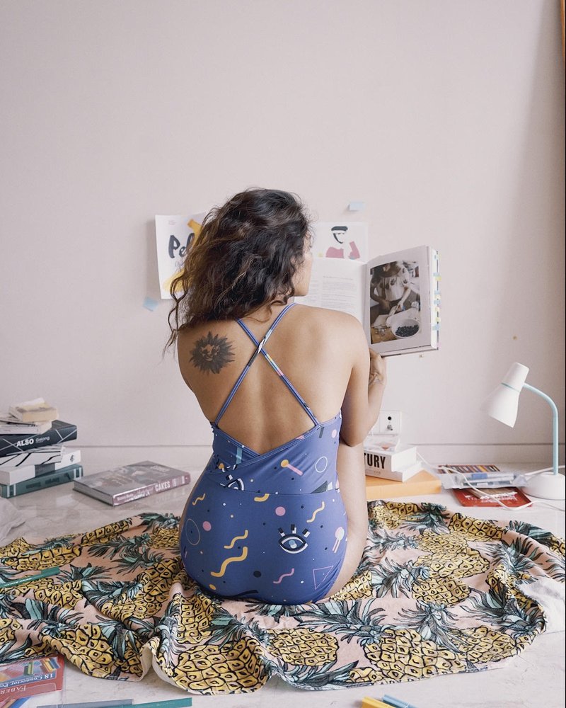 80s Throwback One Piece Swimsuit - 女装泳衣/比基尼 - 其他材质 紫色