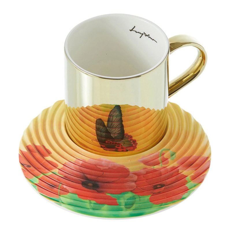 LUYCHO On Flowers系列 镜面倒影杯组_黑色蝴蝶 (250ml) - 茶具/茶杯 - 陶 