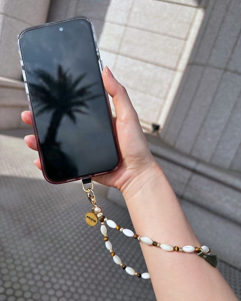 【MISIA】Phone Charm 天然水晶矿石手机吊饰-363虎眼石 - 吊饰 - 水晶 