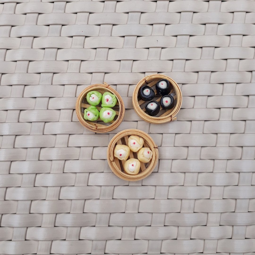 mini dim sum, miniature food, collectibles, food models - 摆饰 - 粘土 黄色