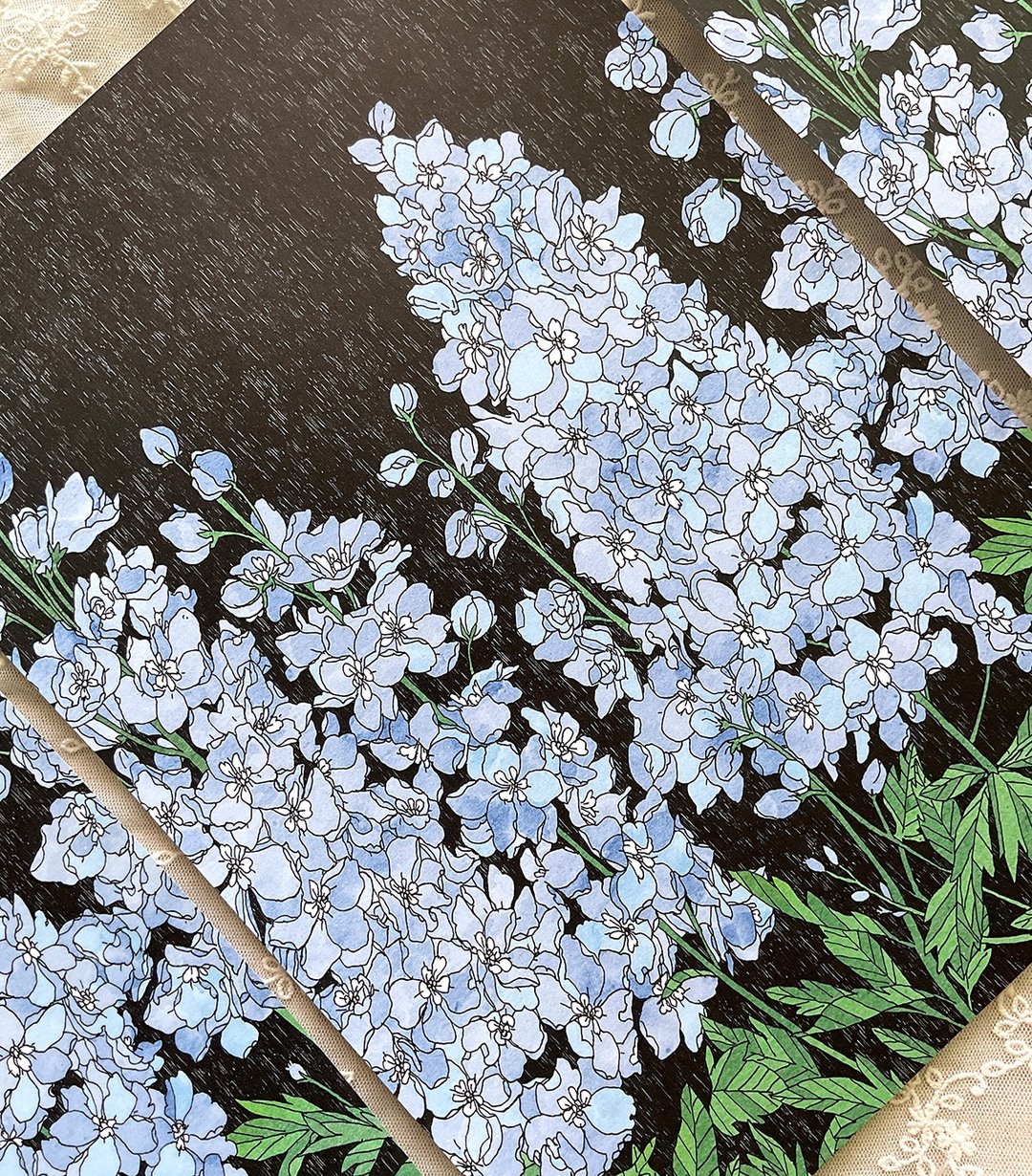 飞燕草花包装纸 A4 设计纸 (dami) 礼物 - 包装材料 - 纸 蓝色