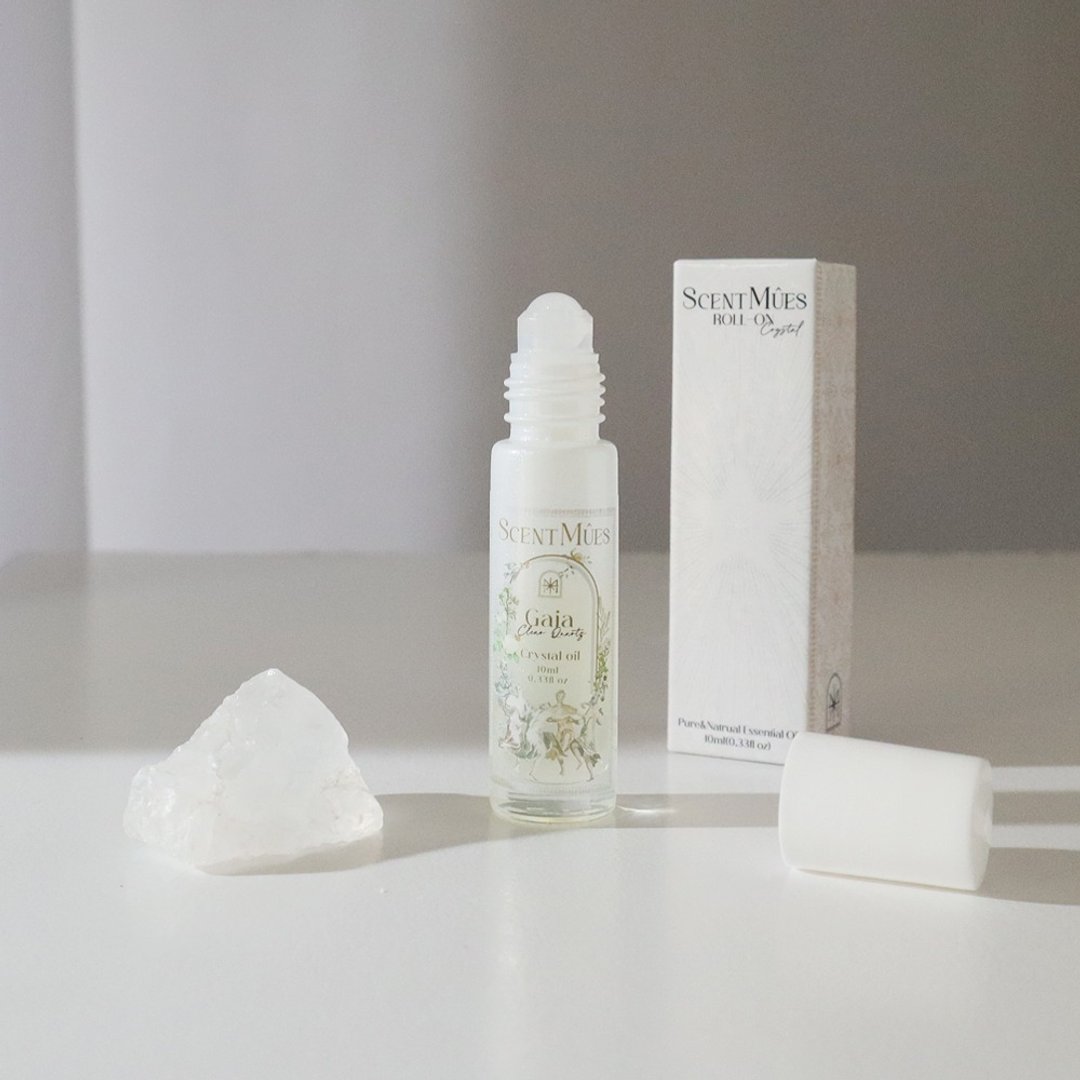 Gaia 白水晶植萃能量油/10ml 滚珠 净化&专注 万用疗愈石 王者水晶 - 香薰/精油/线香 - 水晶 白色