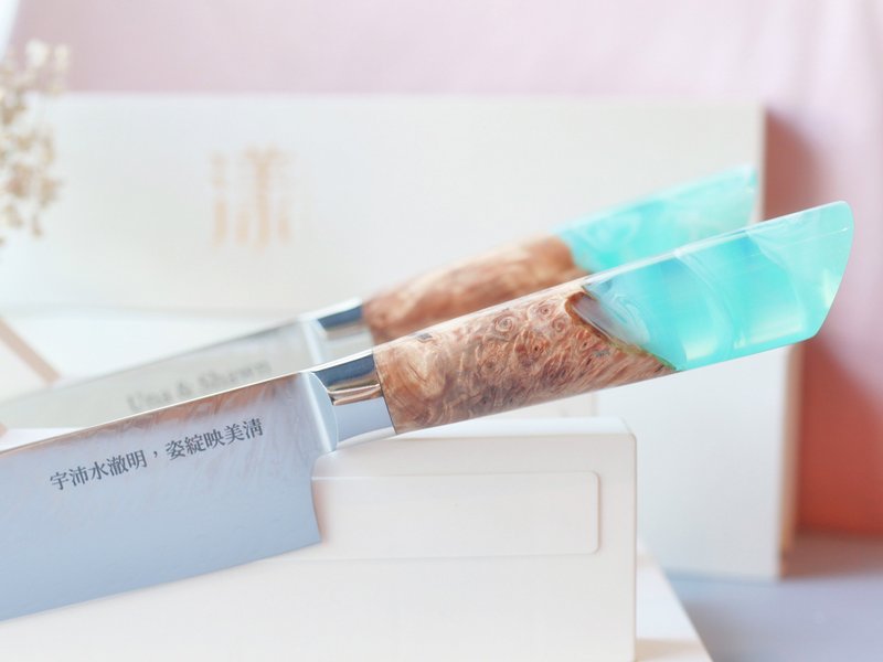 清新水漾厨刀礼盒(送礼-可定制化) - 菜刀/刀架 - 其他金属 蓝色