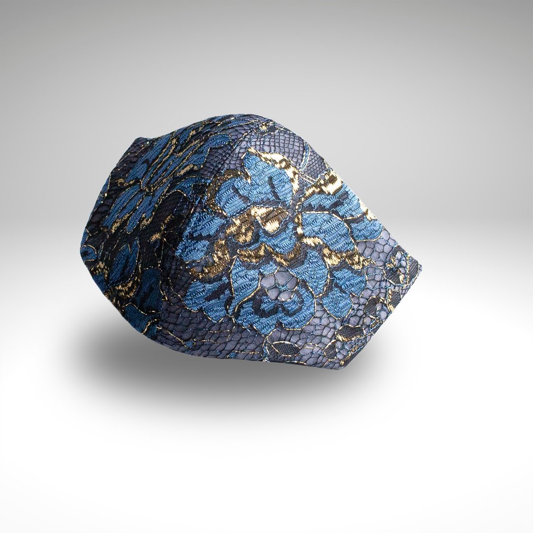 PSNY Glossy Lux Sharki Gold Blue Filtered Mask RS06 - 口罩 - 棉 蓝色