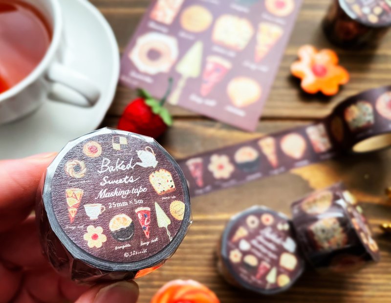 手绘烘焙点心纸胶带 - 纸胶带 - 纸 红色