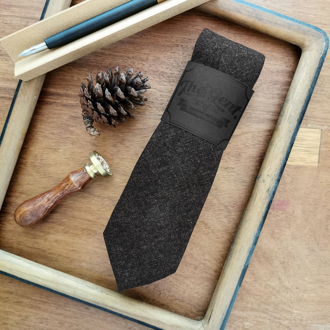 The GENT Dark Brown Gold - 领带/领带夹 - 棉 咖啡色