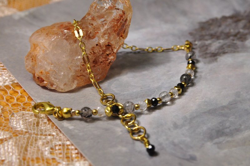 -净化与重生- 极细黑发晶手链 x 年末净化 x 新年守护 x 抛光黄铜 - 手链/手环 - 铜/黄铜 