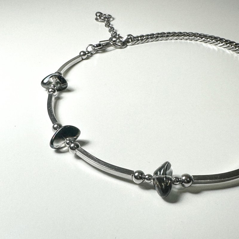 石. 截取项链 | Unisex Necklace: Extraction of Stones - 项链 - 不锈钢 银色