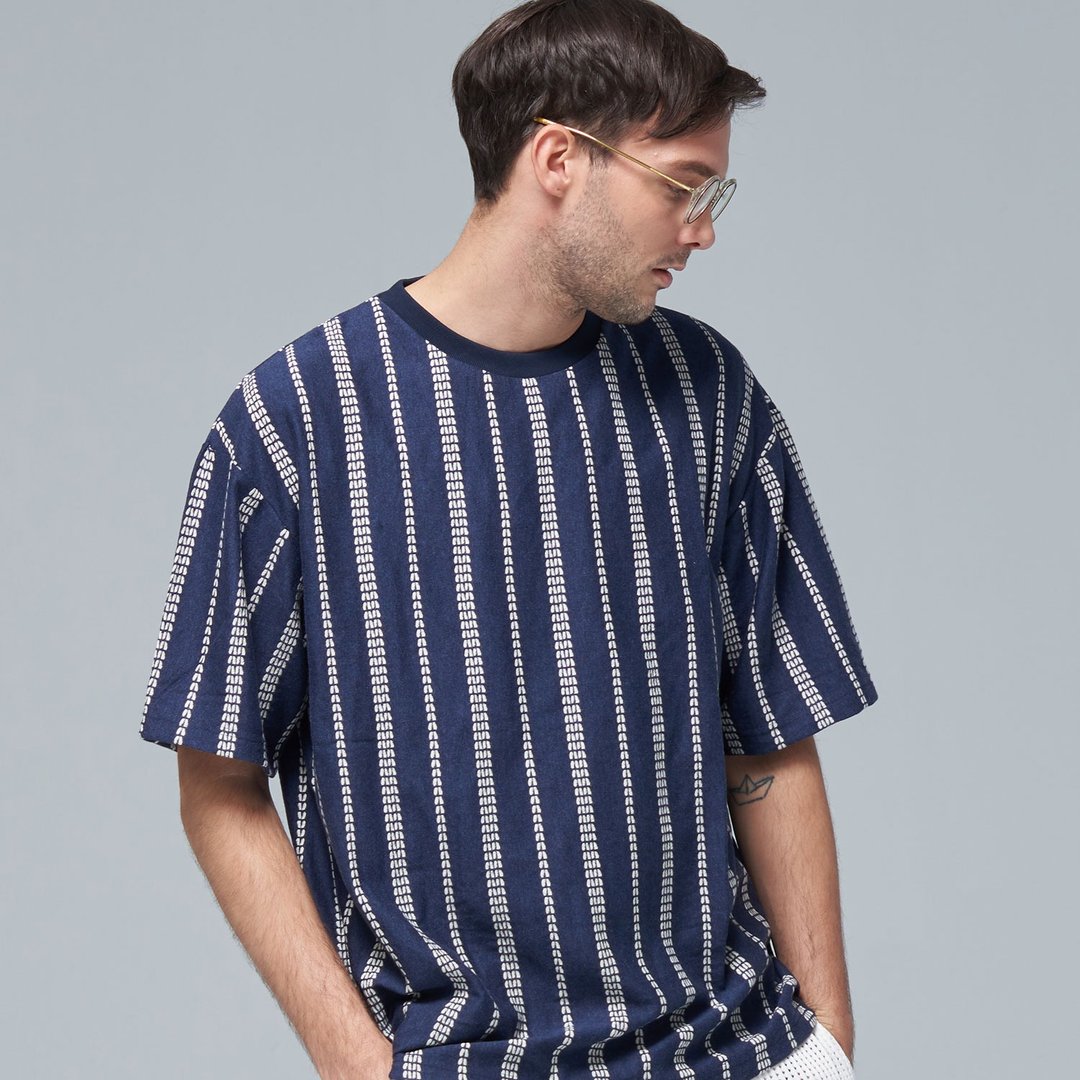 Stone@s Jacquard T-shirt / 提花织纹短袖Tee - 男装上衣/T 恤 - 棉 蓝色