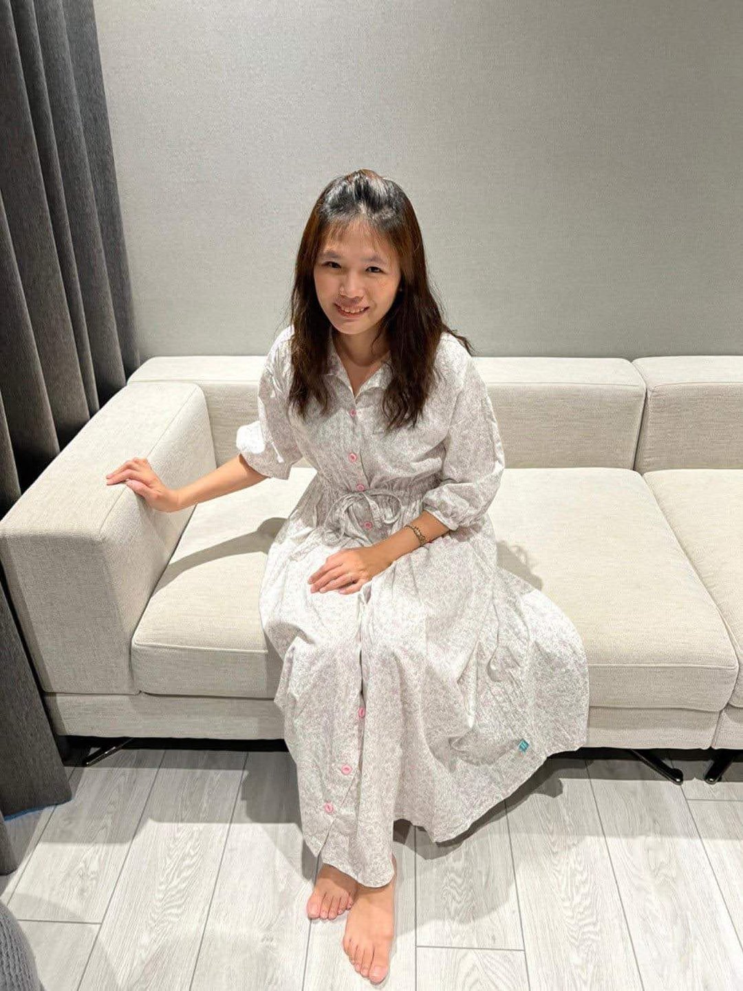 【秋冬新时尚】抽绳半袖淑女洋-订制 花31 亲子洋装 亲子装 手工 - 洋装/连衣裙 - 棉．麻 紫色