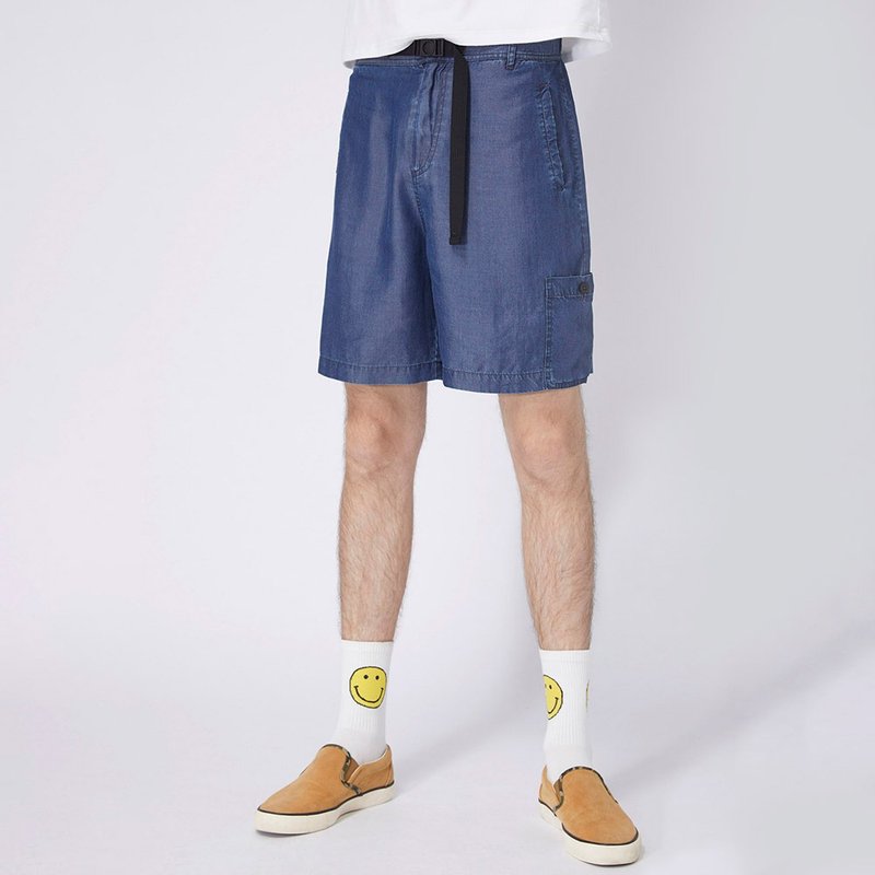 【中性款】牛仔短裤 / 深蓝 - 男士短裤 - 其他材质 蓝色