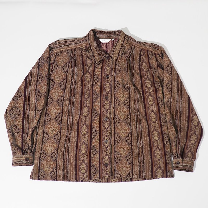 日本印花长袖衬衫 - 女装衬衫 - 聚酯纤维 红色