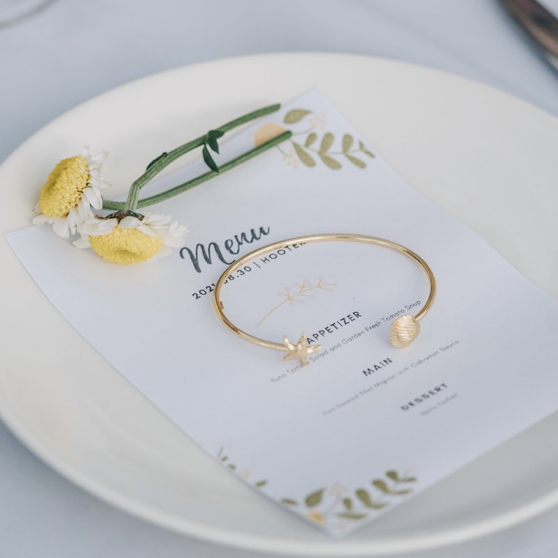 金色 海女系列 贝壳海星手镯 - 手链/手环 - 纯银 金色