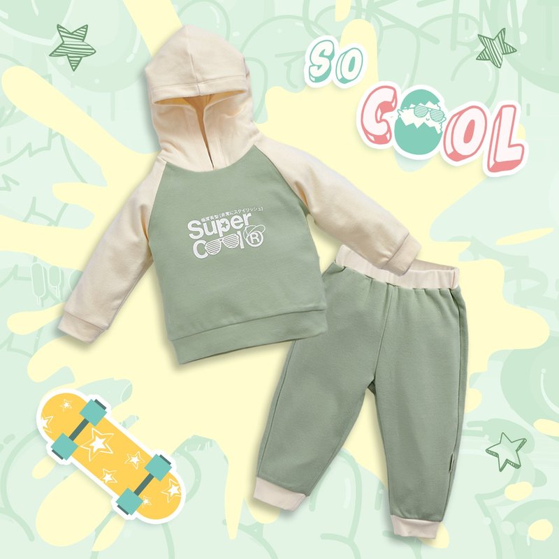 OMHOD02_OMYMONSTER Super Cool 极度有型卫衣套装 - 包屁衣/连体衣 - 棉 绿色