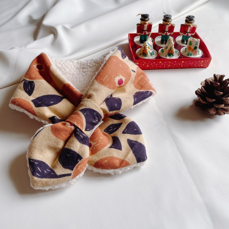 柿子红了奶茶色围巾  手工宝宝围巾围脖 刷毛布 绒毛围巾 - 围嘴/口水巾 - 棉．麻 卡其色