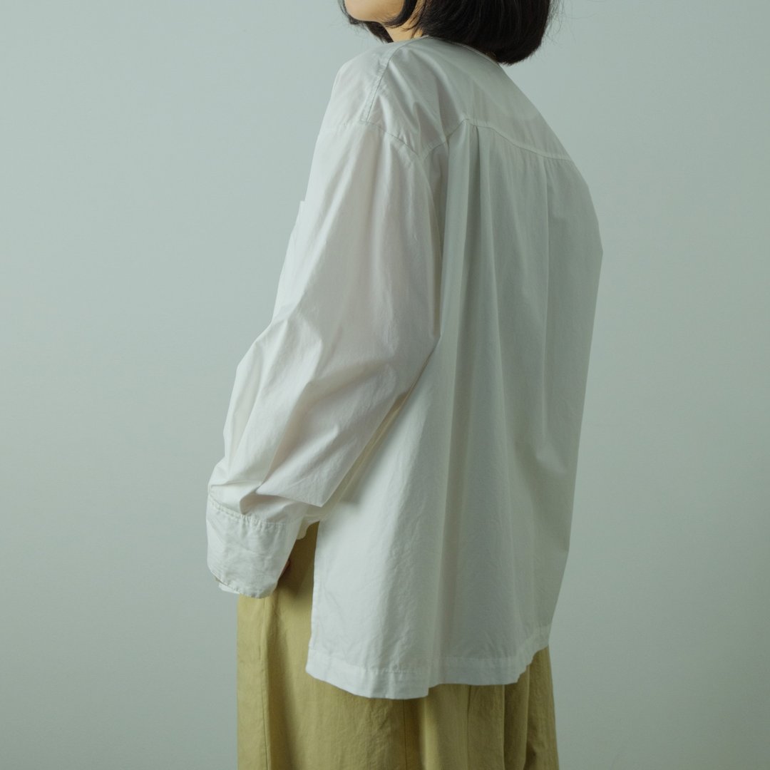 夏秋白色极简日系工装长袖衬衣 - 女装衬衫 - 棉 白色