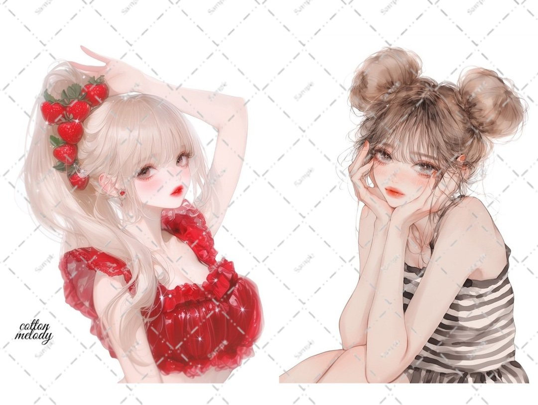 original sticker no.6362 人物贴纸 原创贴纸 人物插画 少女贴纸 原创人物插画 - 贴纸 - 纸 