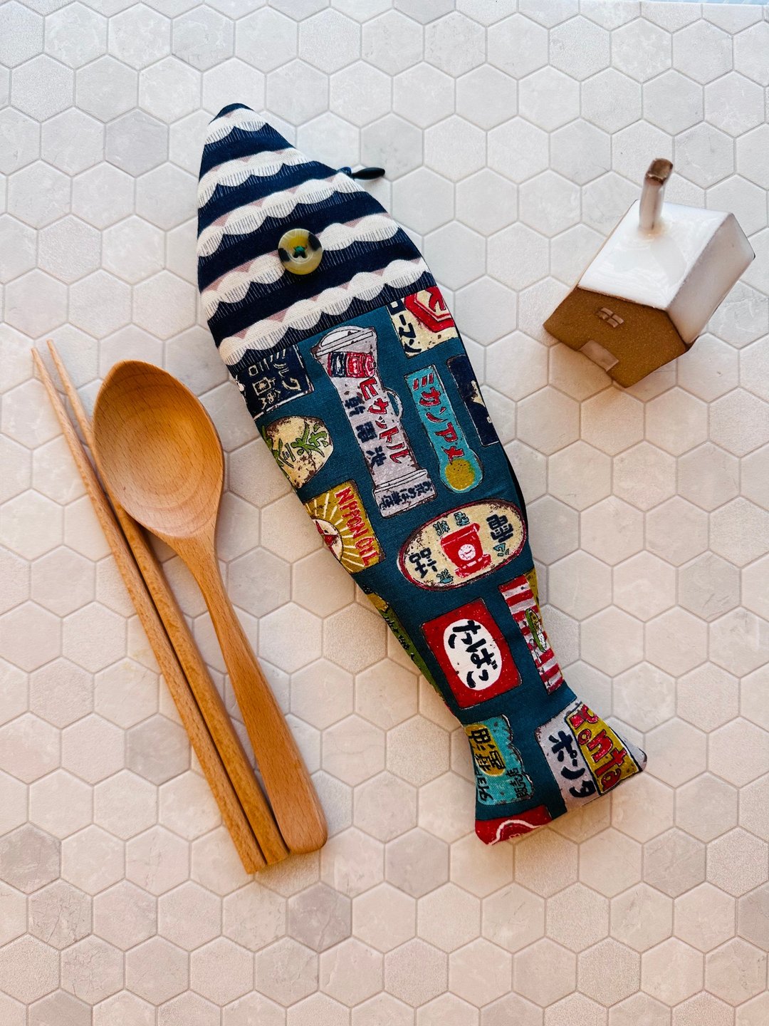 我家有条鱼。餐具环保袋(含餐具) 101923A - 收纳用品 - 棉 蓝色