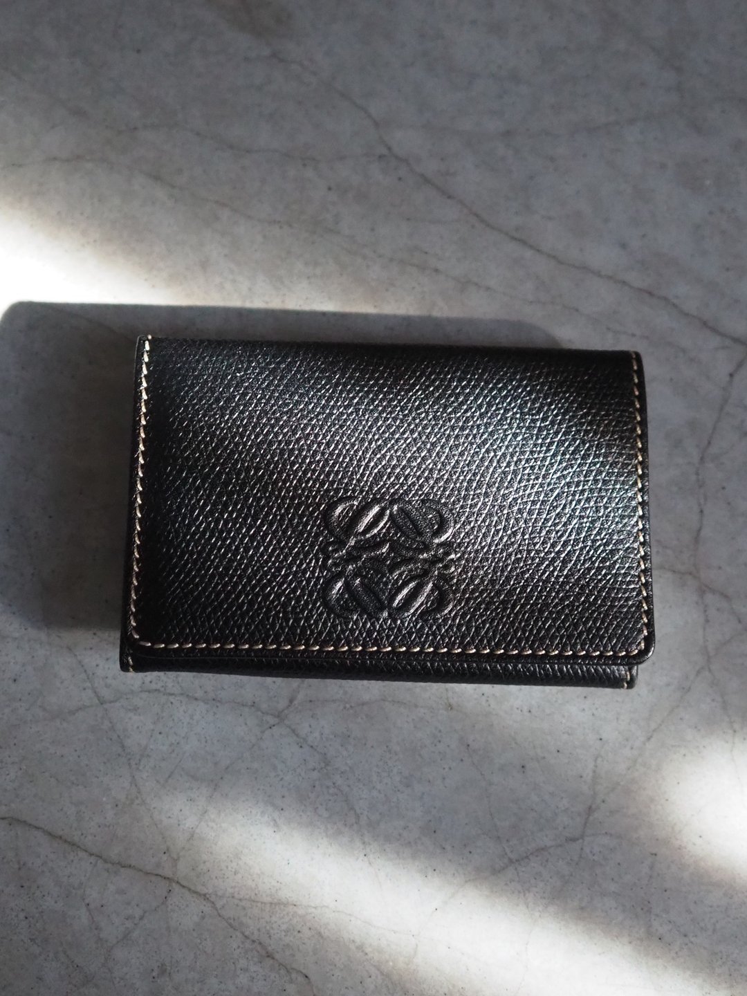LOEWE 罗威 Anagram 钥匙零钱包 黑色 皮革 古董精品 - 钥匙链/钥匙包 - 真皮 黑色