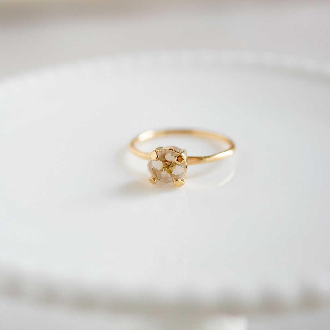 Alyssum Dried Flower/Botanical Ring - 戒指 - 树脂 蓝色