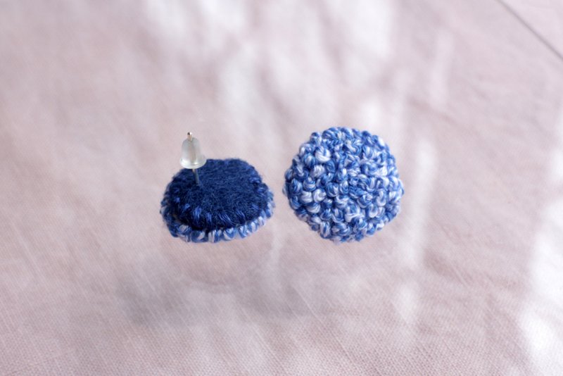 刺绣耳环 102 夏 / 纯银耳针款 - 耳环/耳夹 - 绣线 蓝色