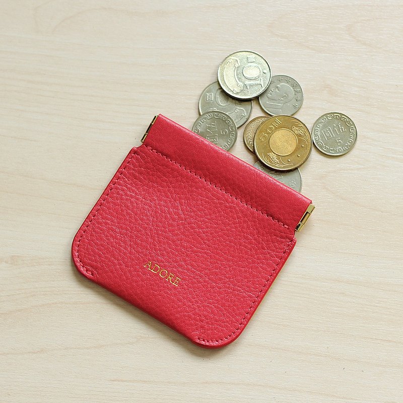 【客製化禮物】【聖誕禮盒】ADORE Leather coin purse (Red) - 零钱包 - 真皮 红色