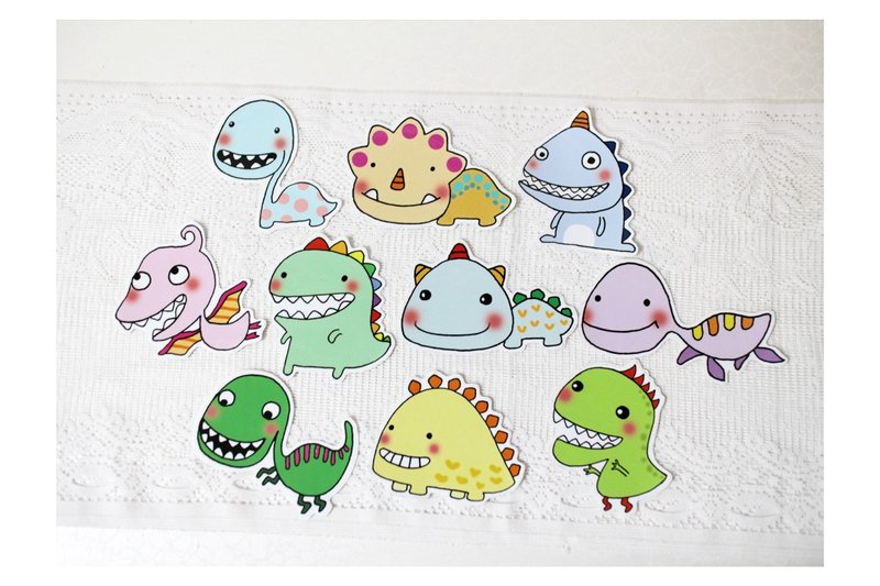 防水贴纸组_小恐龙系列(全套10张) - 贴纸 - 防水材质 